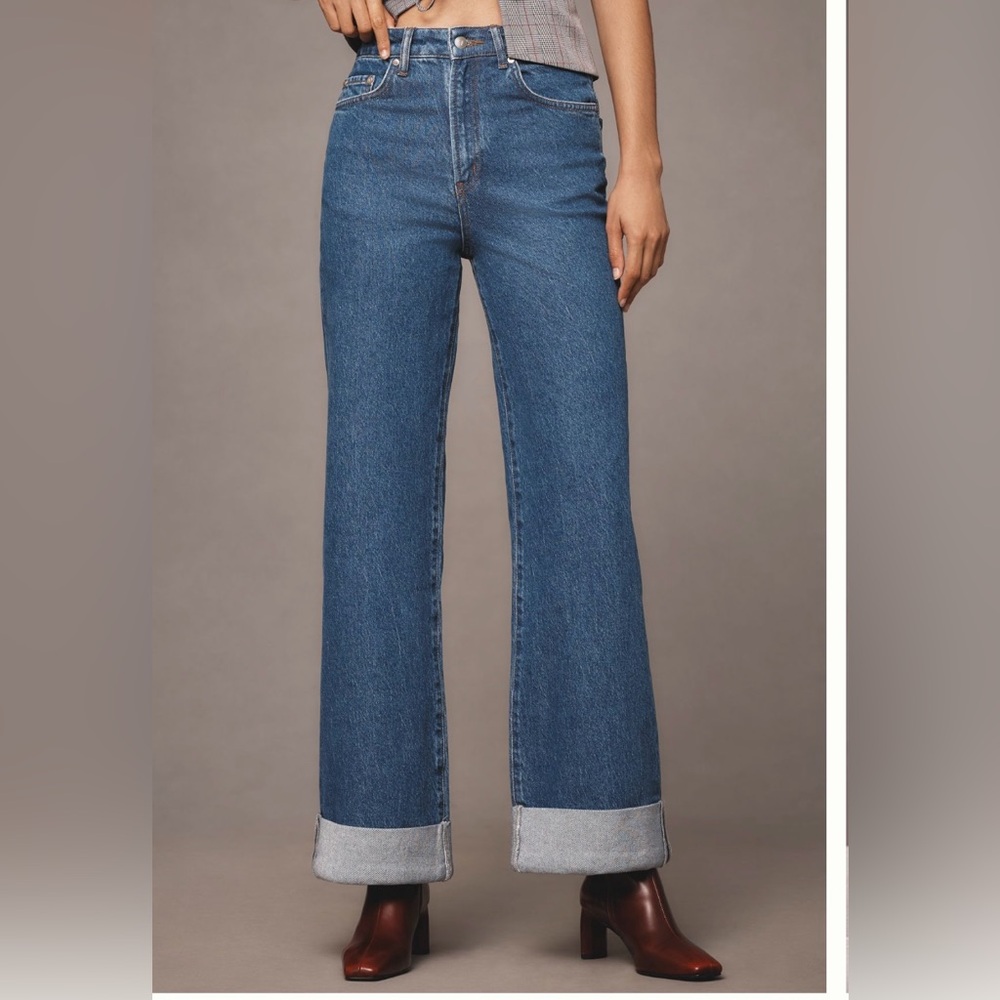Austyn High-Rise, Wide-leg Cuffed Jean by Pilcro Anthropologie